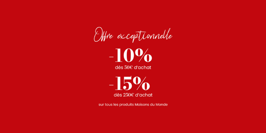 Jusqu'à -15% sur vos achats ! Offre à ne pas manquer