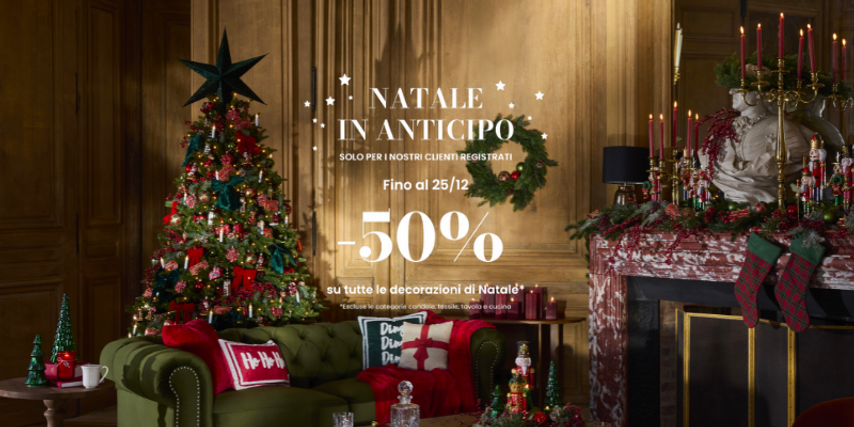🎄 -50% su tutte le decorazioni di Natale