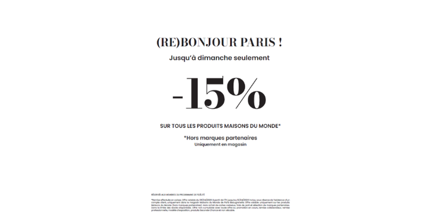 (RE)BONJOUR PARIS ! 10€ offerts dès 50€ d'achat​