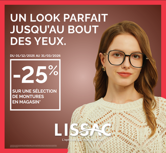 -25% sur une sélection de montures jusqu'au 31 mars 2026.