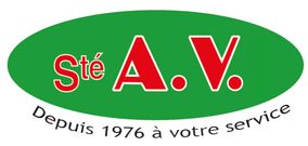 ancien logo AV MIROITERIE avec phrase à votre service depuis 1976